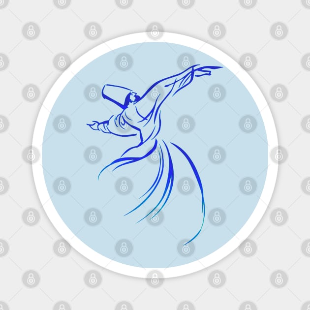 Dervish Calligraphy Style Blue Hue Vector Art Magnet by taiche